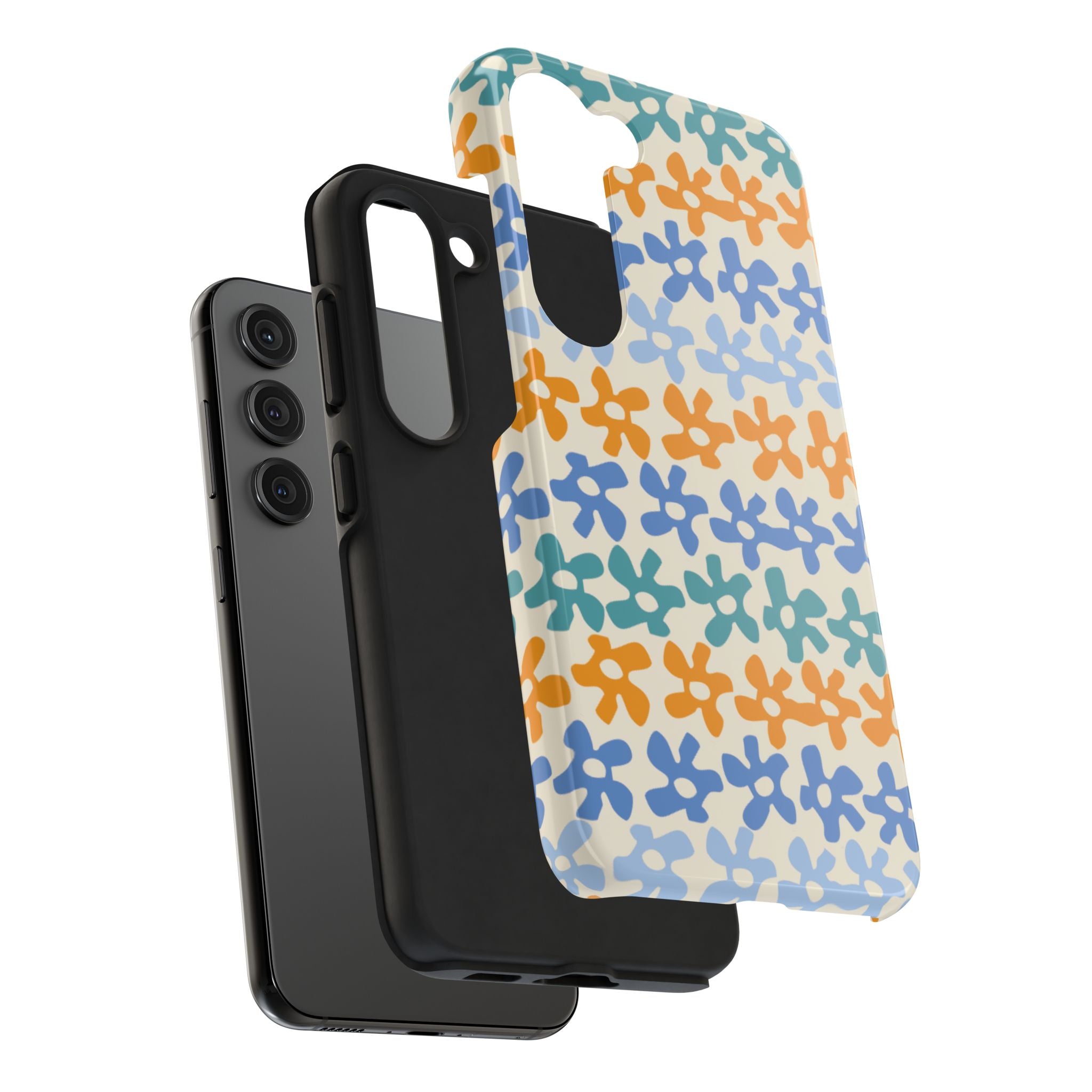 Floral Stripe Tough Phone Case — Colorful Retro Doodle Protection