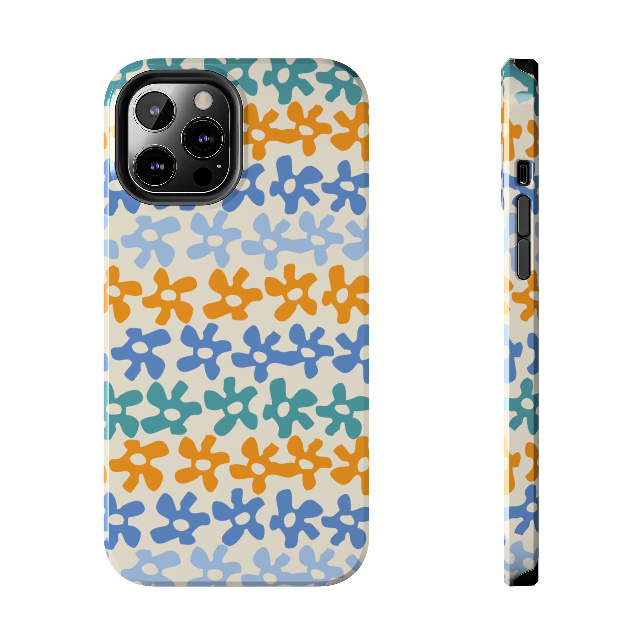 Floral Stripe Tough Phone Case — Colorful Retro Doodle Protection