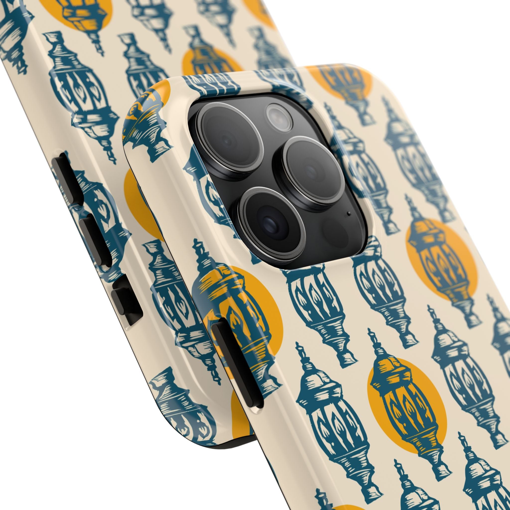 Tough Phone Case — Blue & Mustard Lantern Pattern Slim Protective Cover