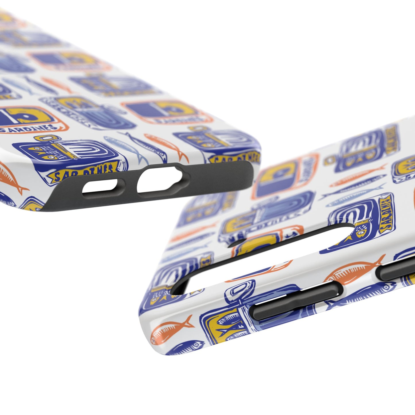 Tinned Fish Orange Blue and Yellow Phone Case - Nautical Fisherman Aesthetic Tough Phone Case for Summer