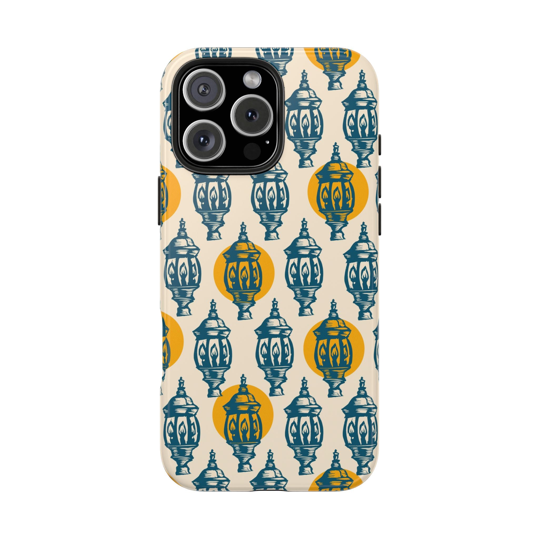 Tough Phone Case — Blue & Mustard Lantern Pattern Slim Protective Cover