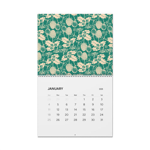 2026 Modern Folk Pattern Wall Calendar – Floral & Illustrative Kitchen Art