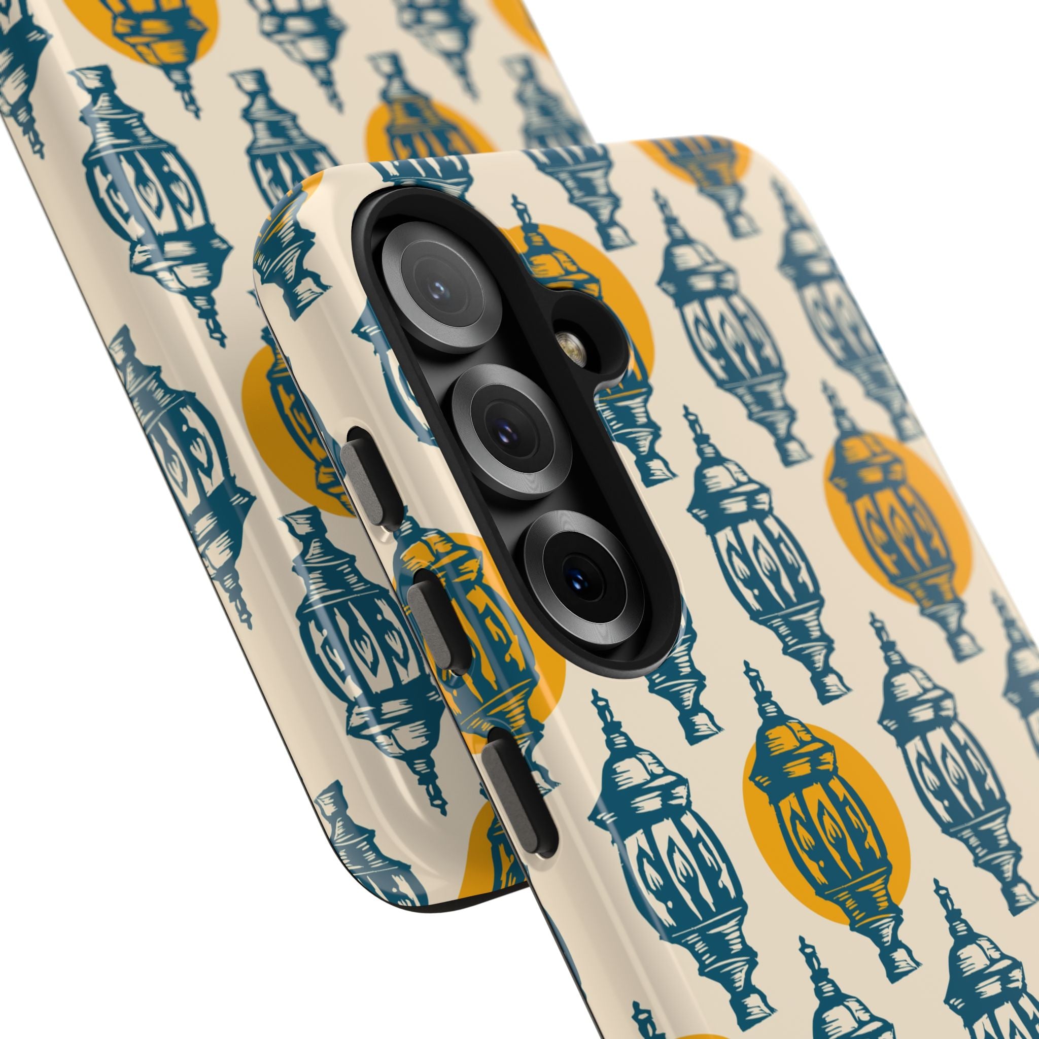 Tough Phone Case — Blue & Mustard Lantern Pattern Slim Protective Cover
