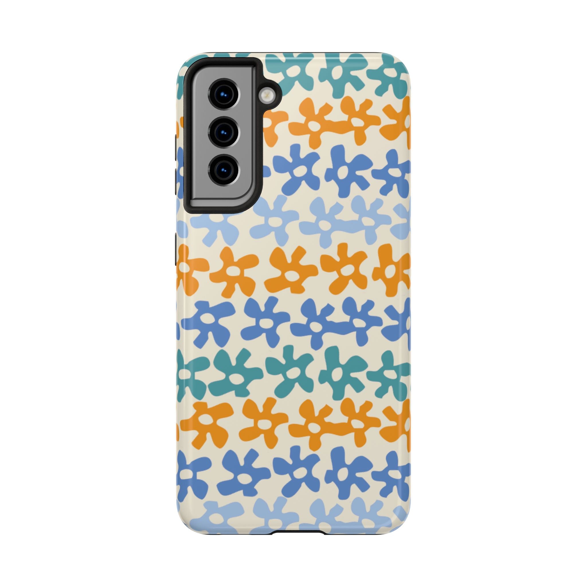 Floral Stripe Tough Phone Case — Colorful Retro Doodle Protection