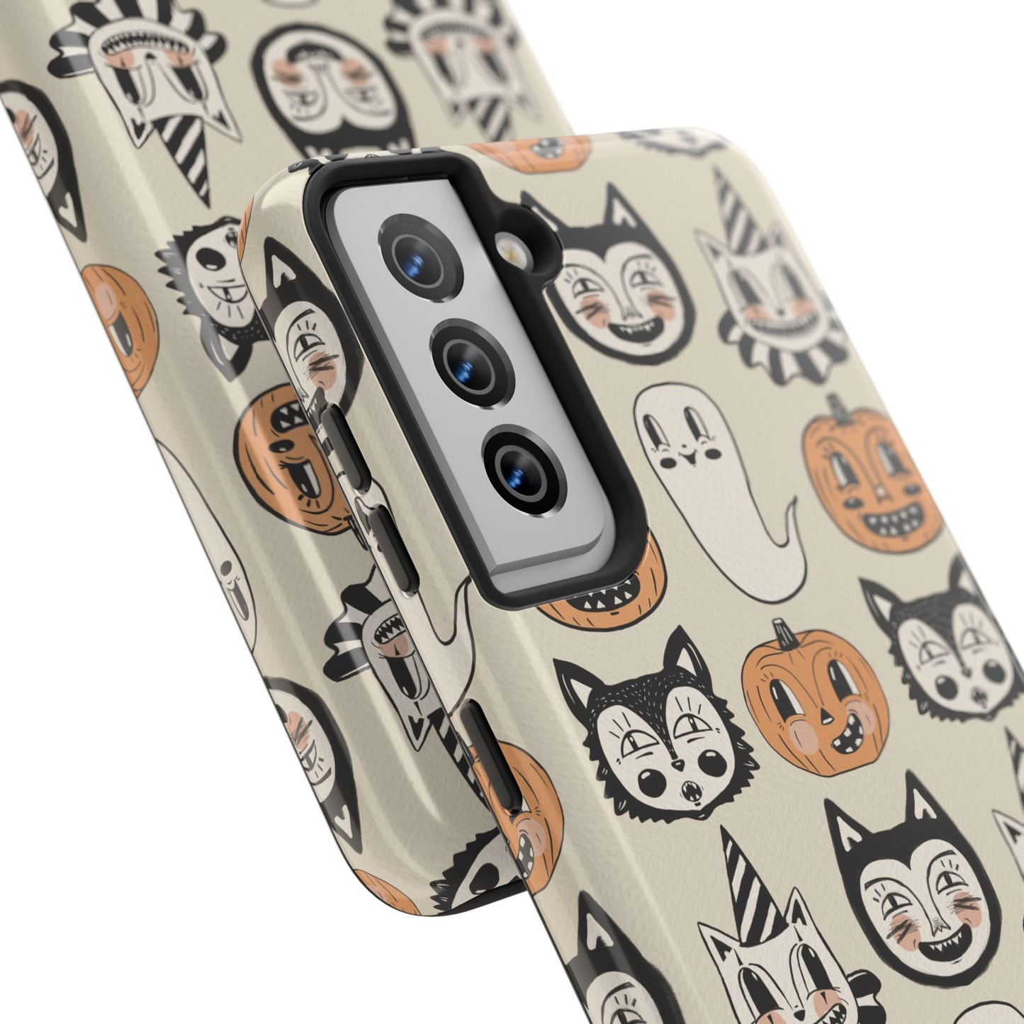 Halloween Cat & Pumpkin Phone Cases, Tough Phone Cover, Spooky Protective Case, Fall Aesthetic, Cute Halloween Gift