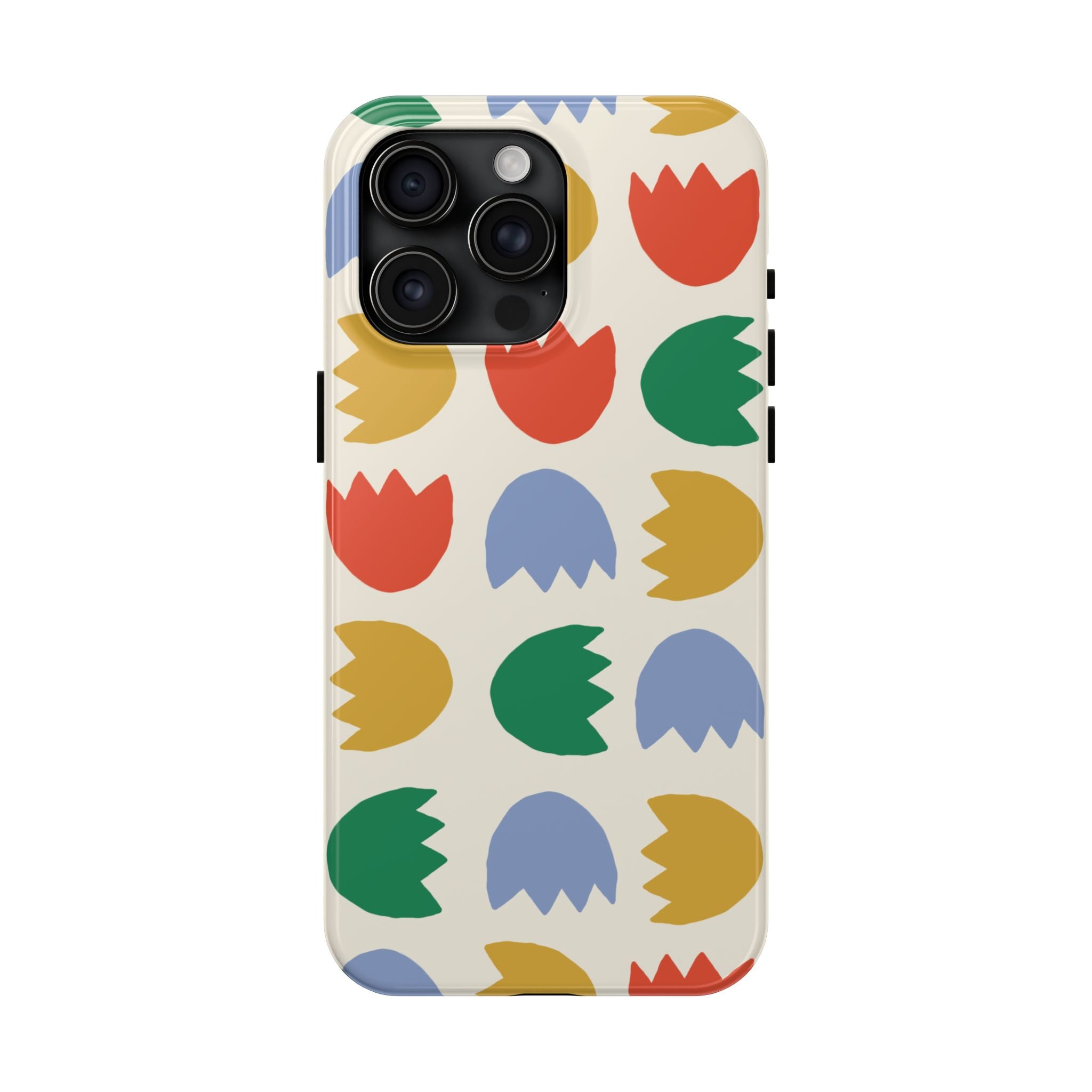 Tough Phone Case — Retro Tulip Pattern Green Floral Protective Cover