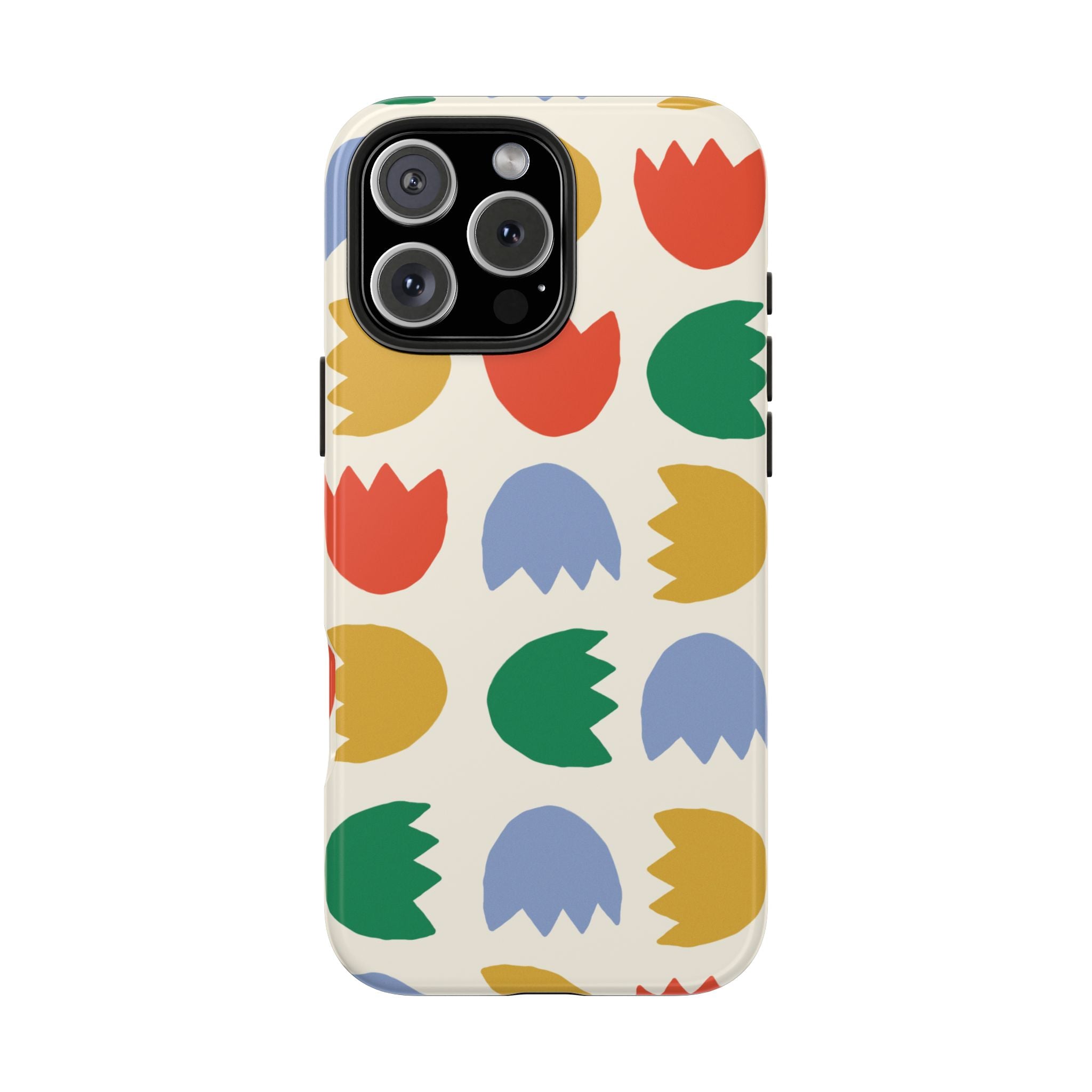 Tough Phone Case — Retro Tulip Pattern Green Floral Protective Cover