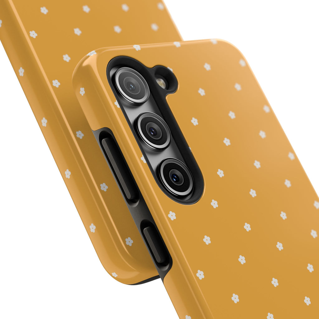 Ditsy Daisy Tough Phone Case — Mustard Floral Protective Cover