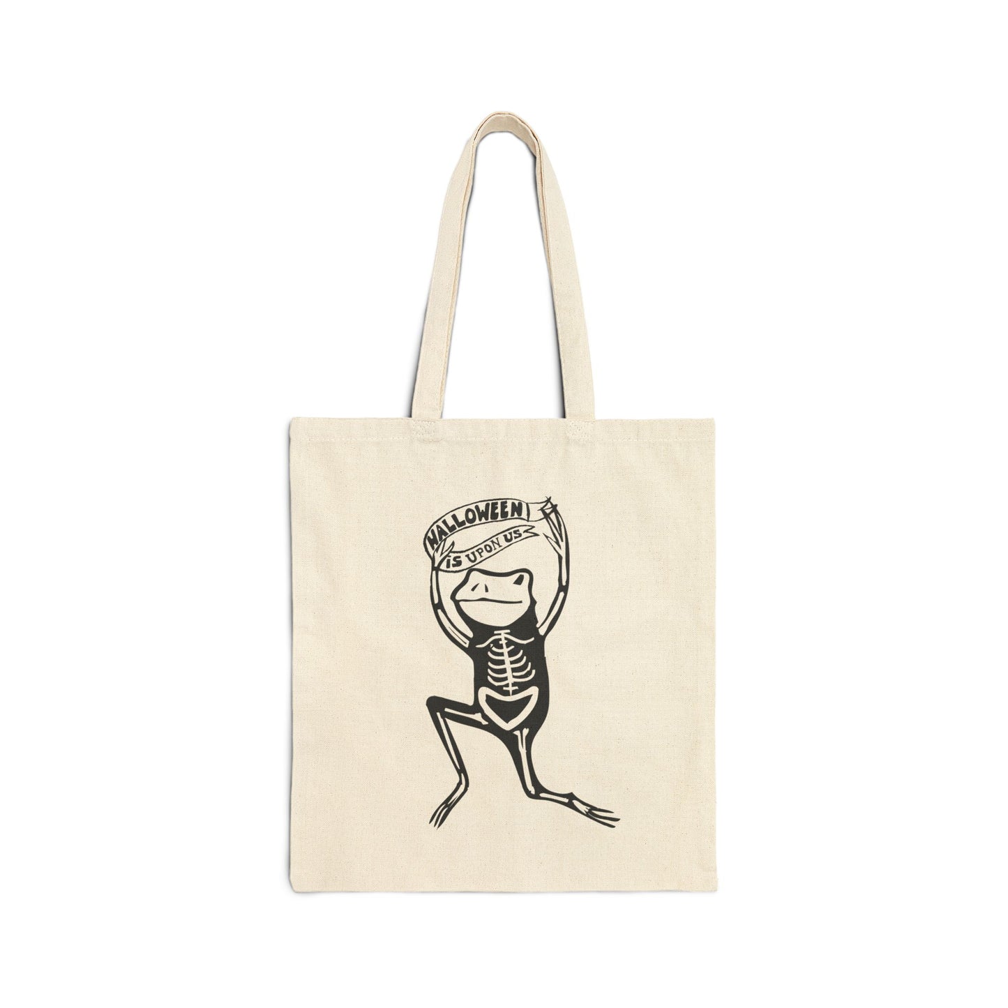 Halloween Skeleton Frog Tote Bag, Eco-Friendly Shopping Bag, Cute Gift for Halloween, Beach Bag, Trick-or-Treat Bag, Reusable Canvas Bag