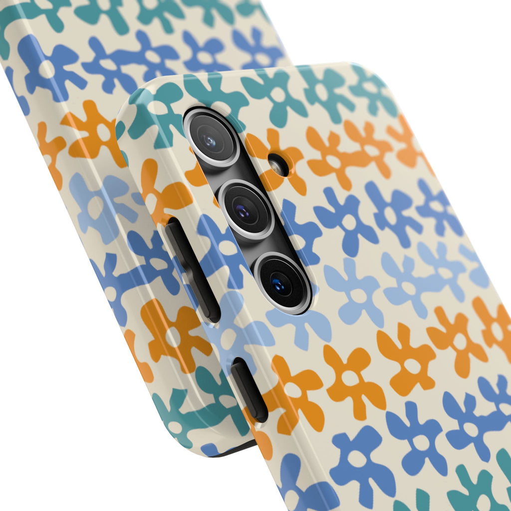 Floral Stripe Tough Phone Case — Colorful Retro Doodle Protection