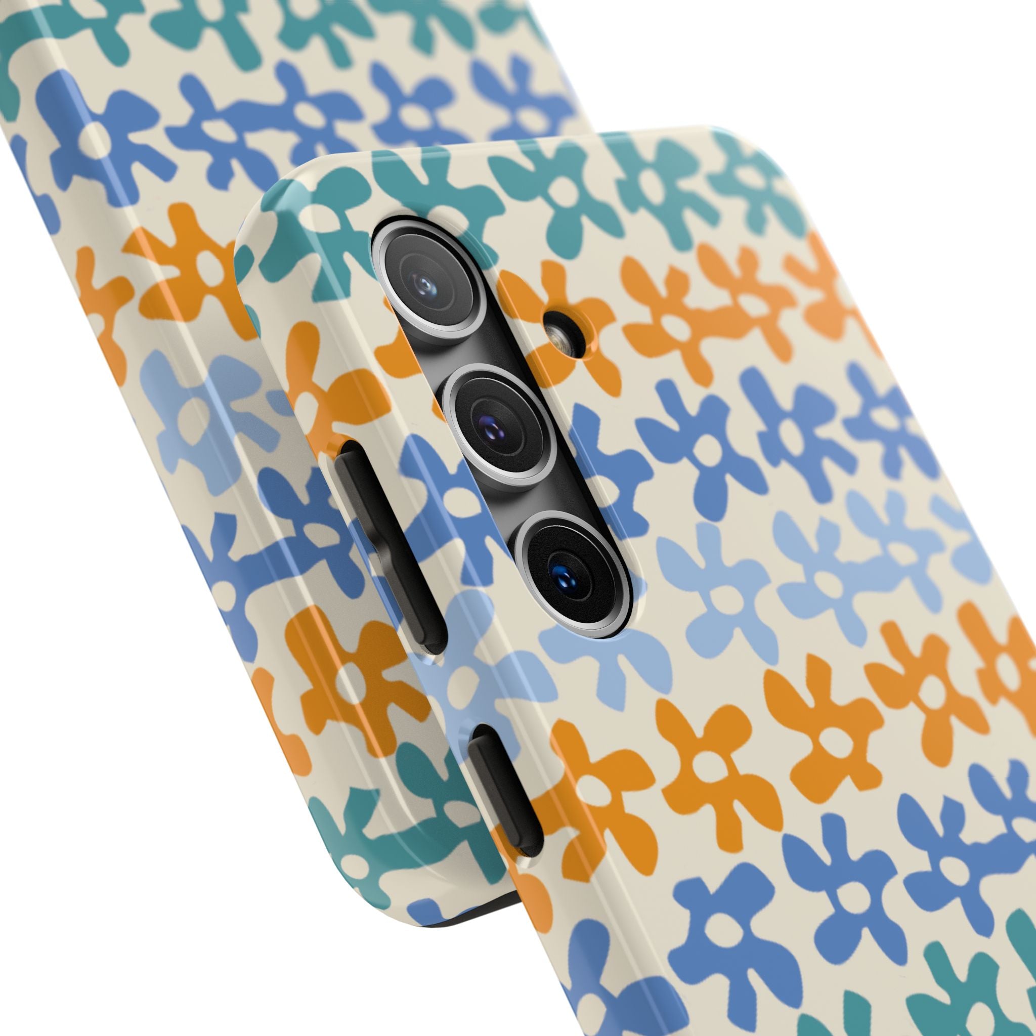 Floral Stripe Tough Phone Case — Colorful Retro Doodle Protection