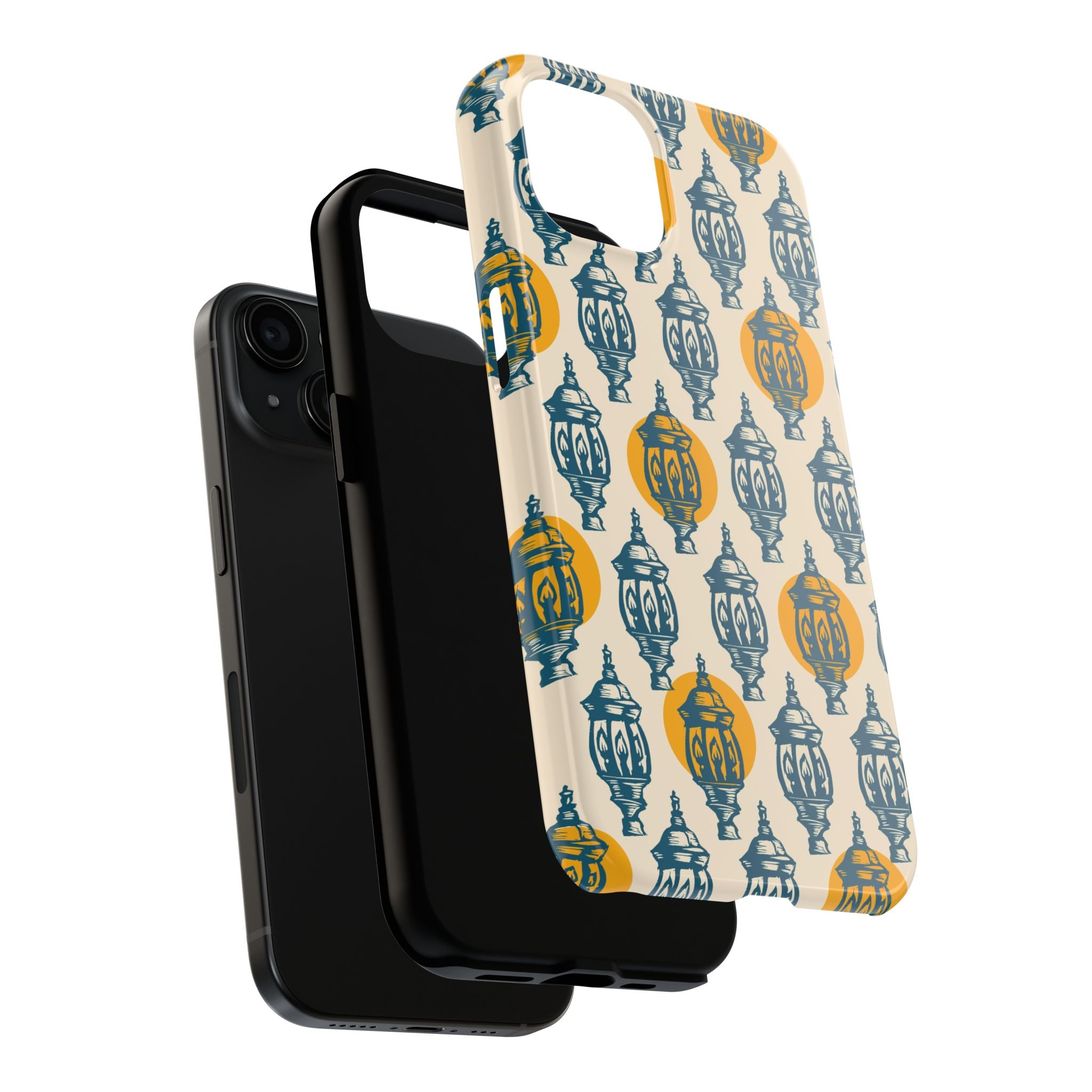 Tough Phone Case — Blue & Mustard Lantern Pattern Slim Protective Cover