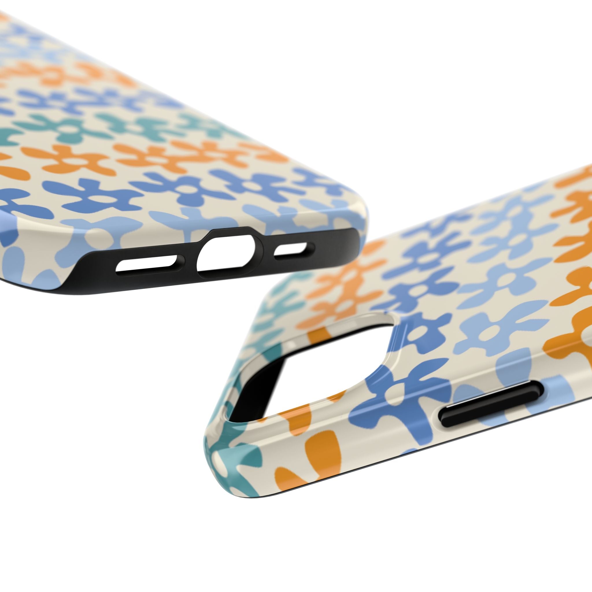 Floral Stripe Tough Phone Case — Colorful Retro Doodle Protection