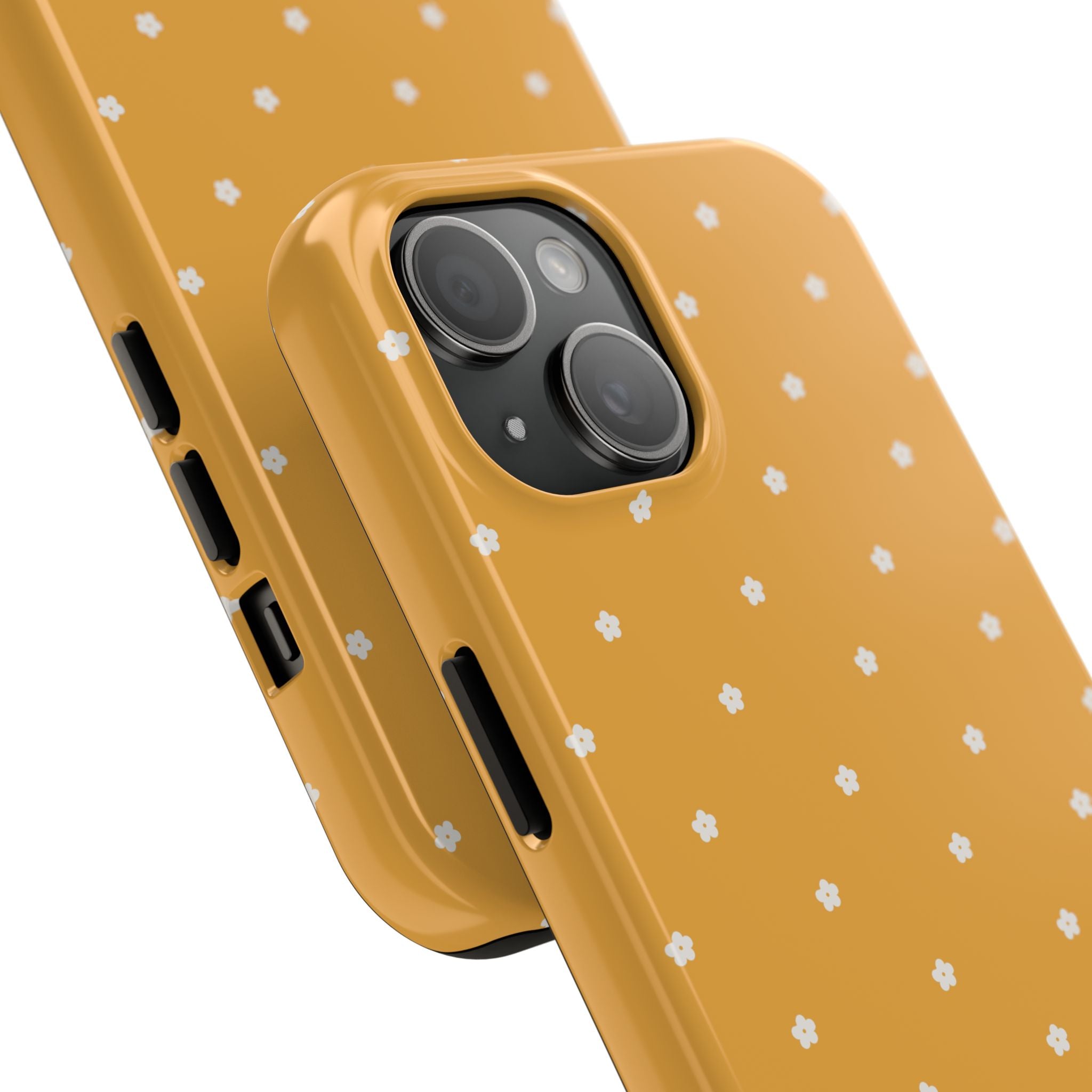 Ditsy Daisy Tough Phone Case — Mustard Floral Protective Cover