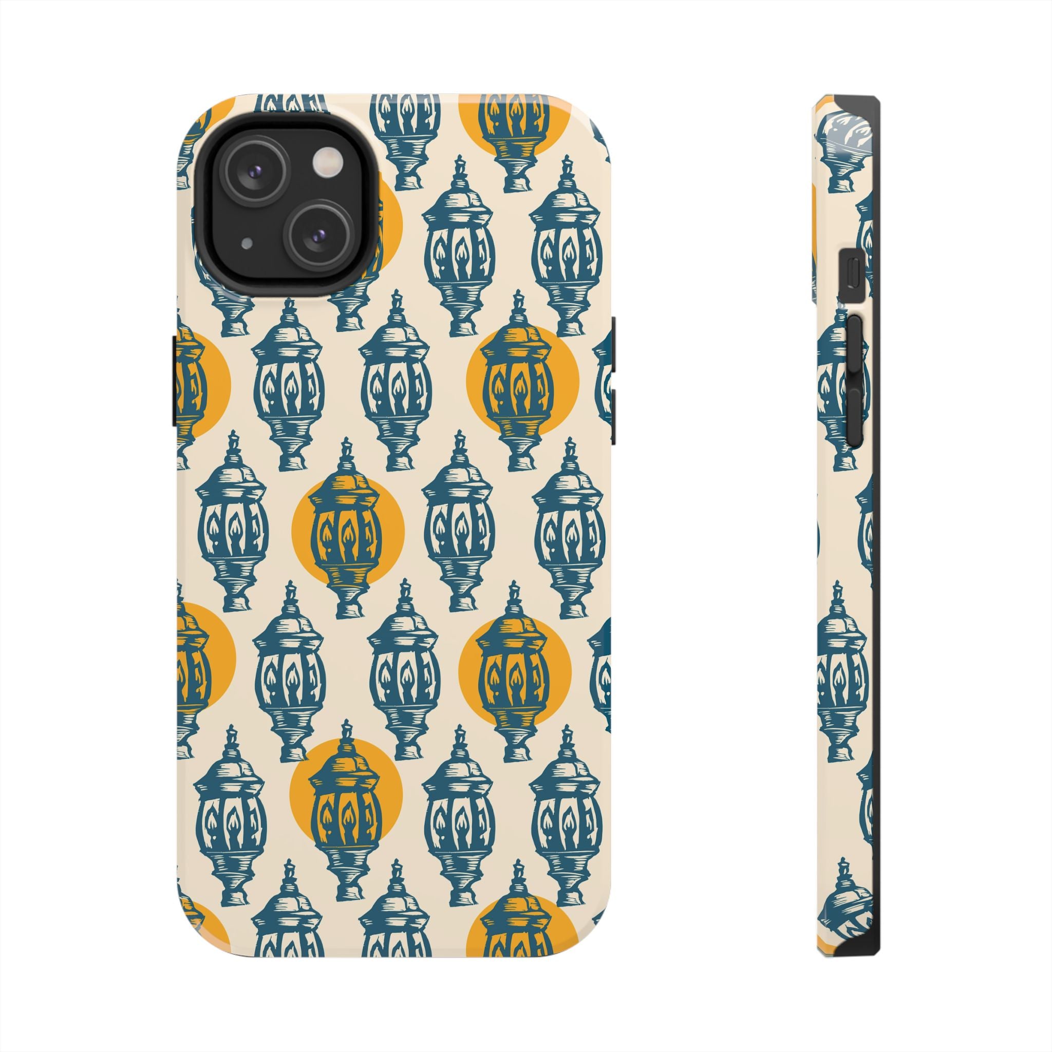 Tough Phone Case — Blue & Mustard Lantern Pattern Slim Protective Cover