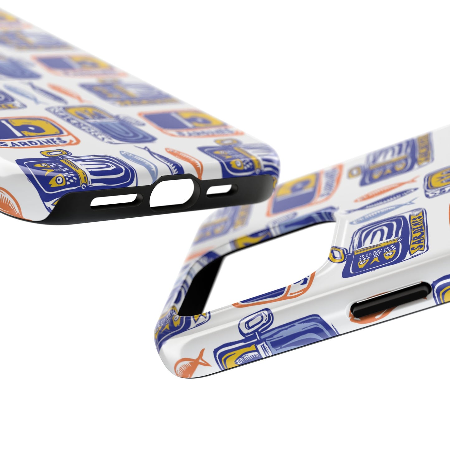 Tinned Fish Orange Blue and Yellow Phone Case - Nautical Fisherman Aesthetic Tough Phone Case for Summer