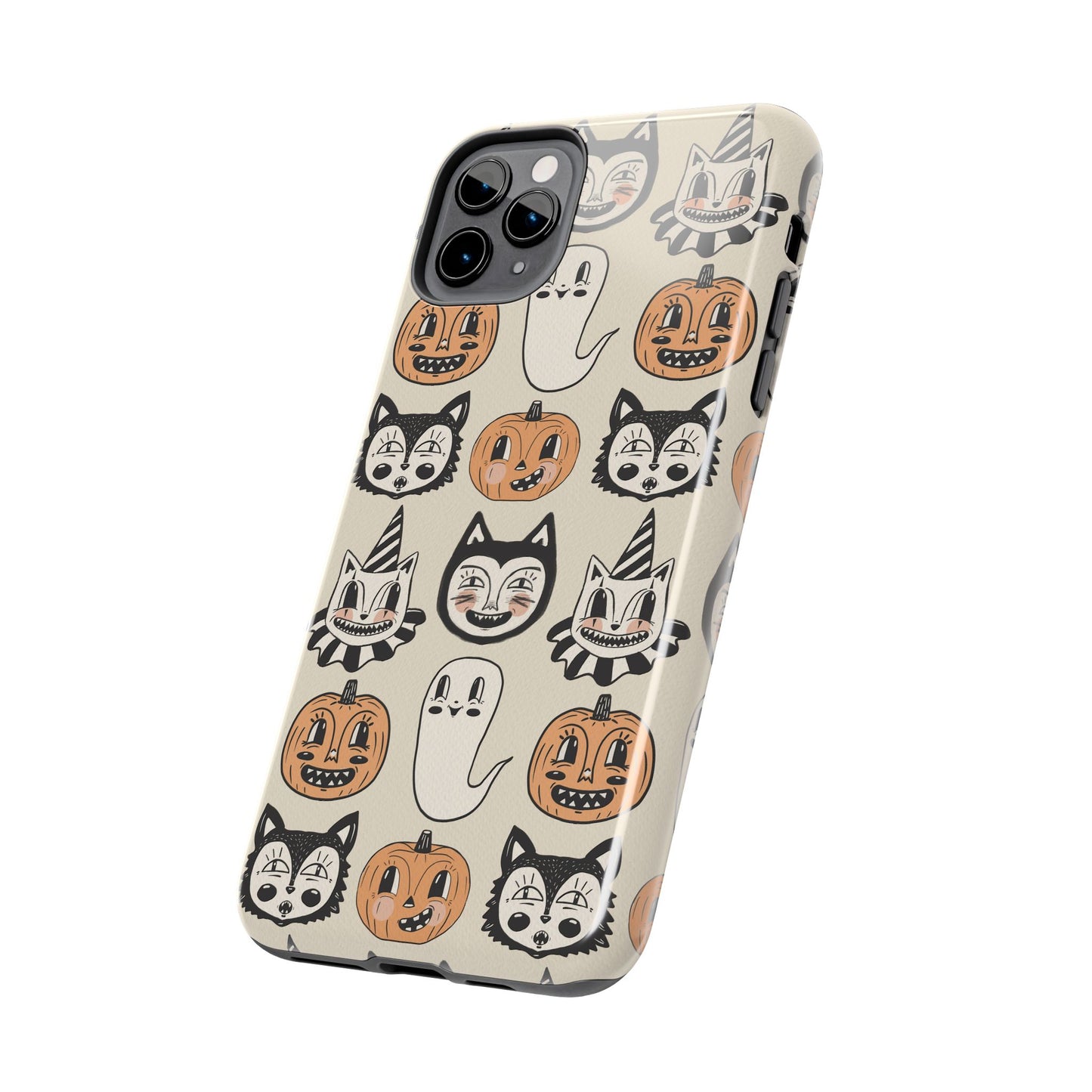 Halloween Cat & Pumpkin Phone Cases, Tough Phone Cover, Spooky Protective Case, Fall Aesthetic, Cute Halloween Gift