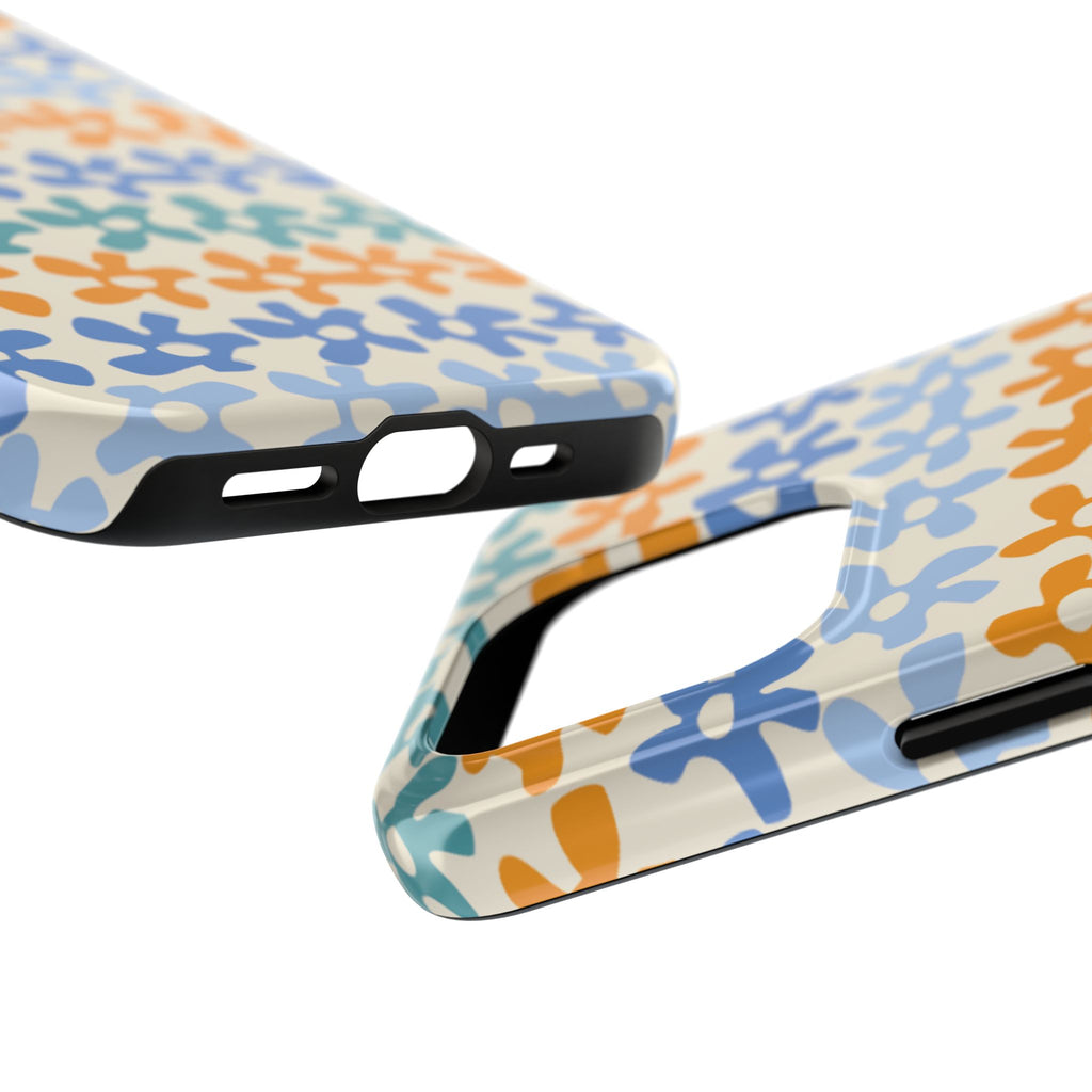 Floral Stripe Tough Phone Case — Colorful Retro Doodle Protection