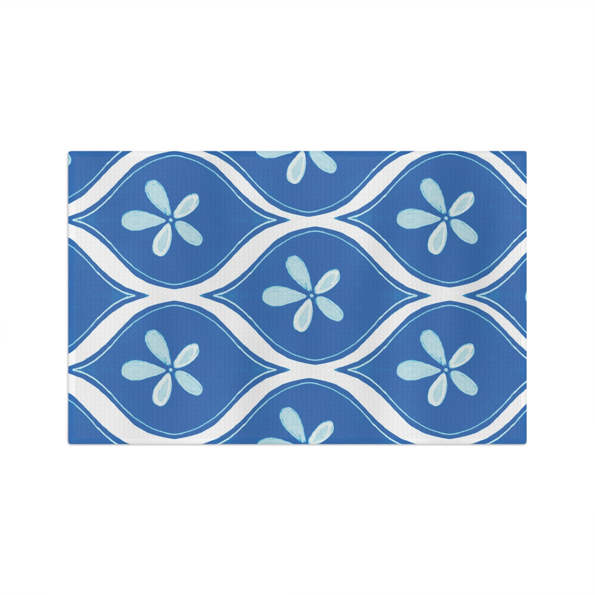 Blue Floral Retro Tea Towel — Microfiber Kitchen Towel
