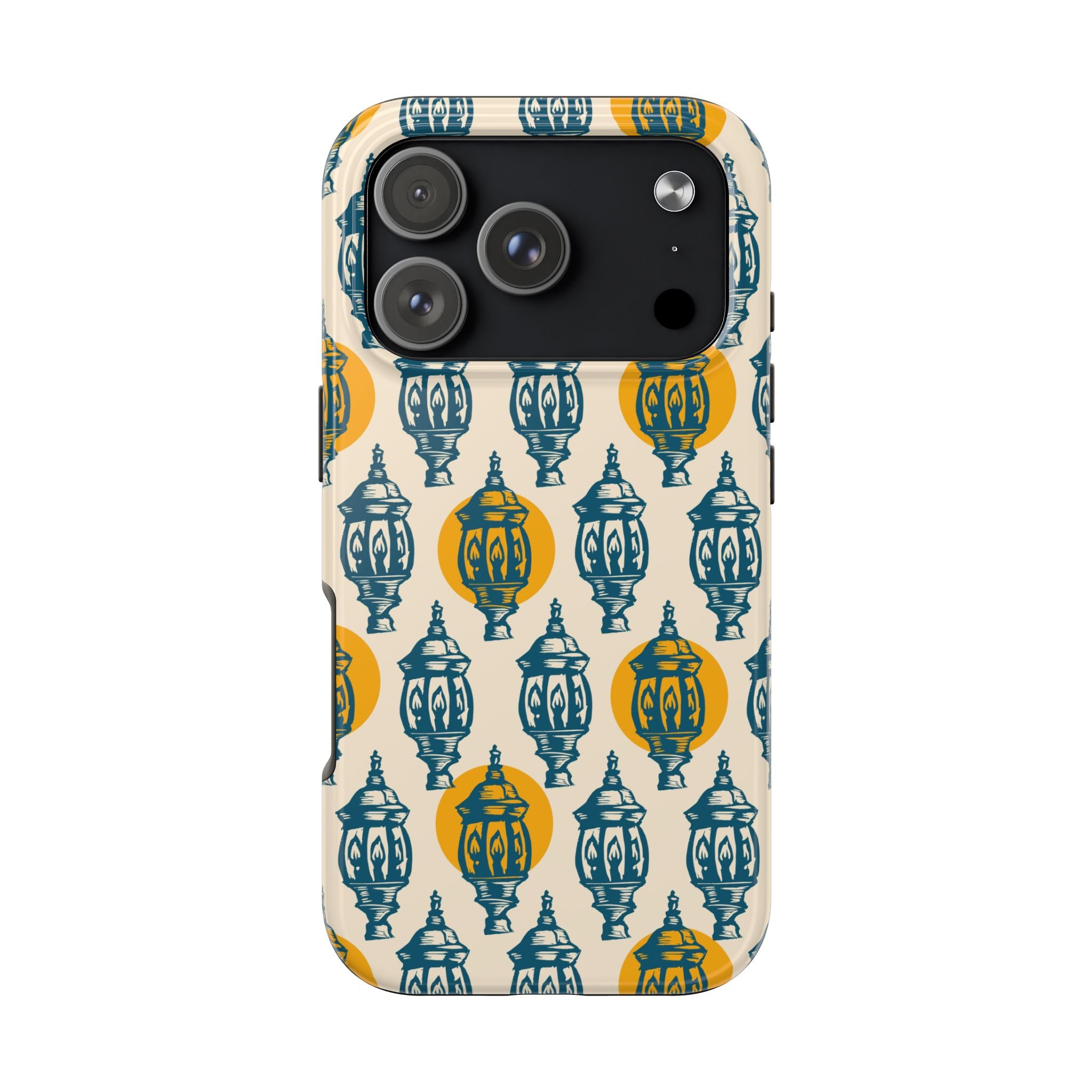 Tough Phone Case — Blue & Mustard Lantern Pattern Slim Protective Cover
