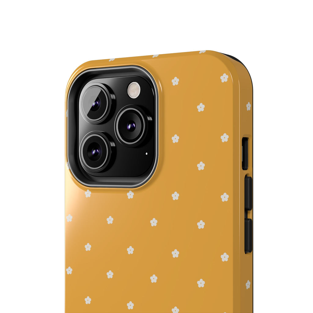 Ditsy Daisy Tough Phone Case — Mustard Floral Protective Cover