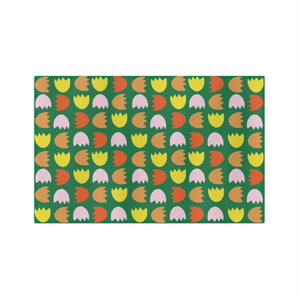 Floral Tulip Pattern Microfiber Tea Towel — Retro Spring Kitchen Décor