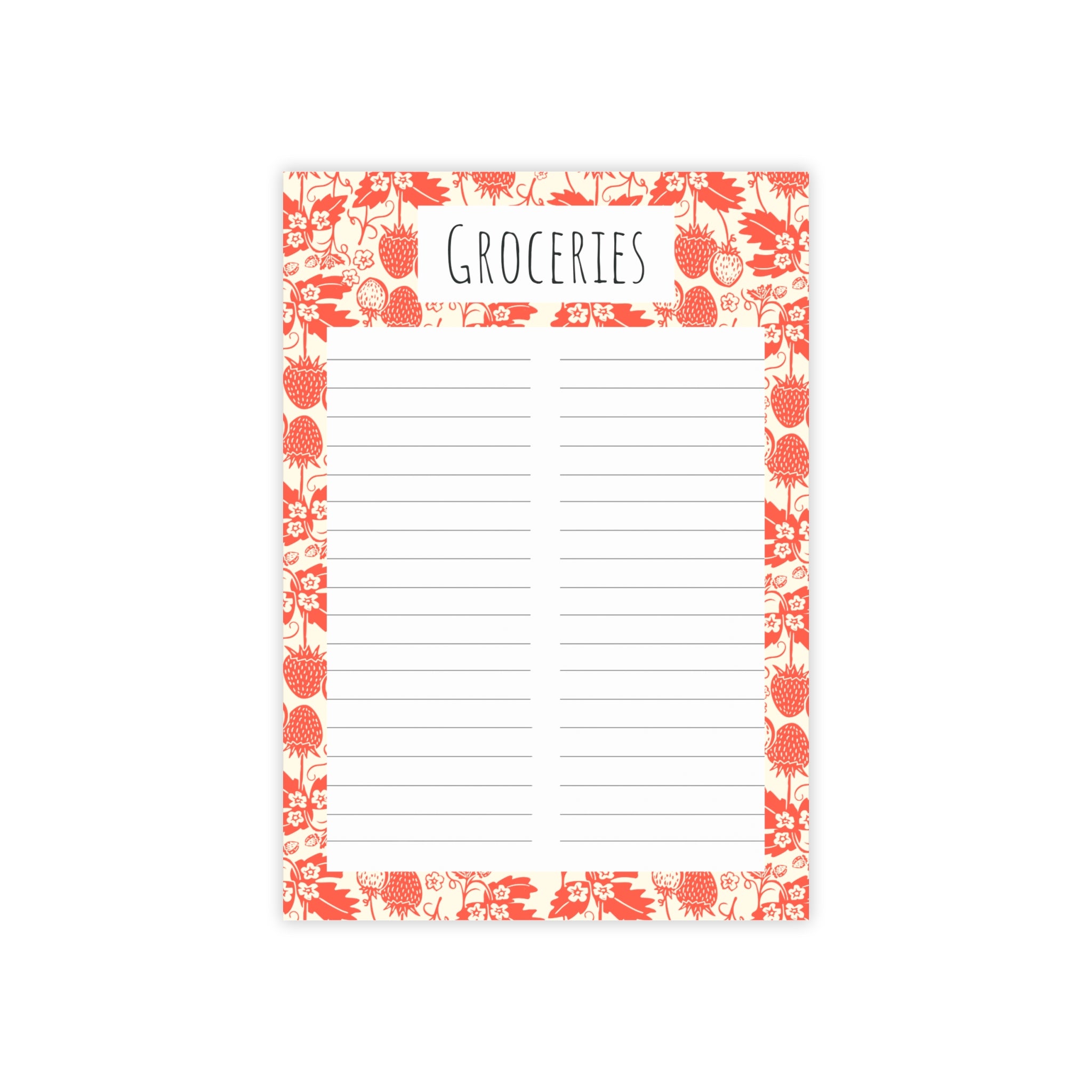 Stawberry Floral Border Post-it Note Pads — Coral Vintage Flower Sticky Notes