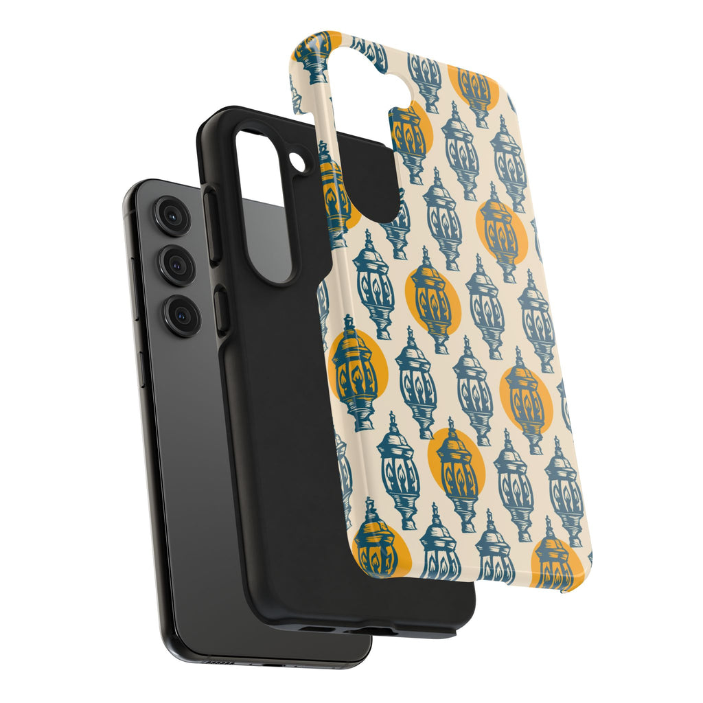 Tough Phone Case — Blue & Mustard Lantern Pattern Slim Protective Cover