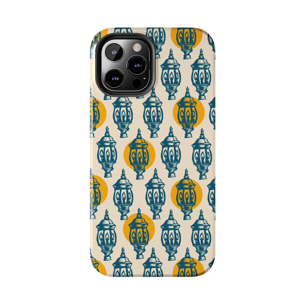 Tough Phone Case — Blue & Mustard Lantern Pattern Slim Protective Cover