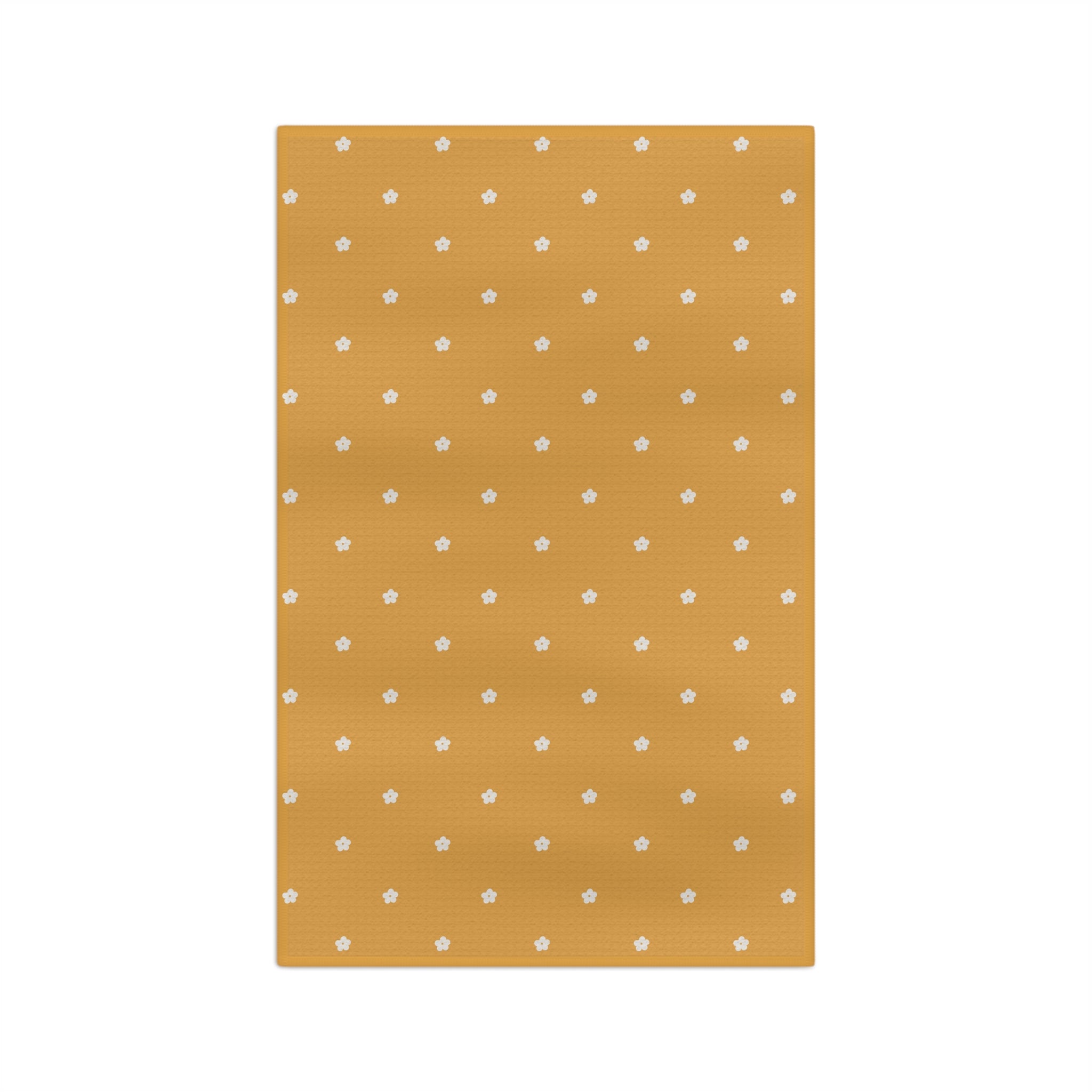 Floral Dot Tea Towel — Mustard Microfiber Kitchen Towel