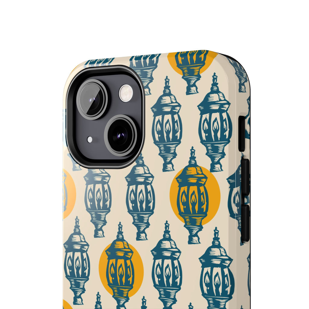 Tough Phone Case — Blue & Mustard Lantern Pattern Slim Protective Cover