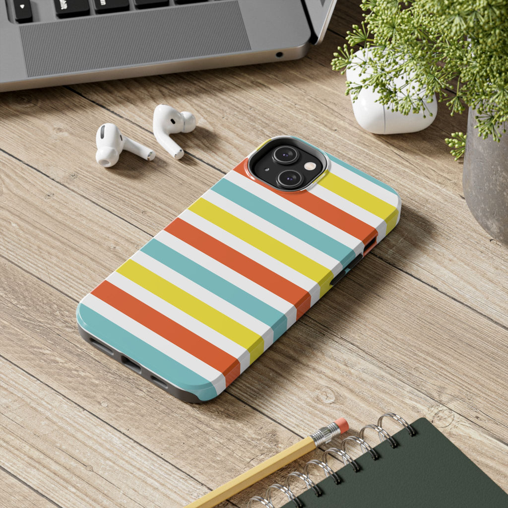 Striped Tough Phone Case — Retro Summer Color Block iPhone Case