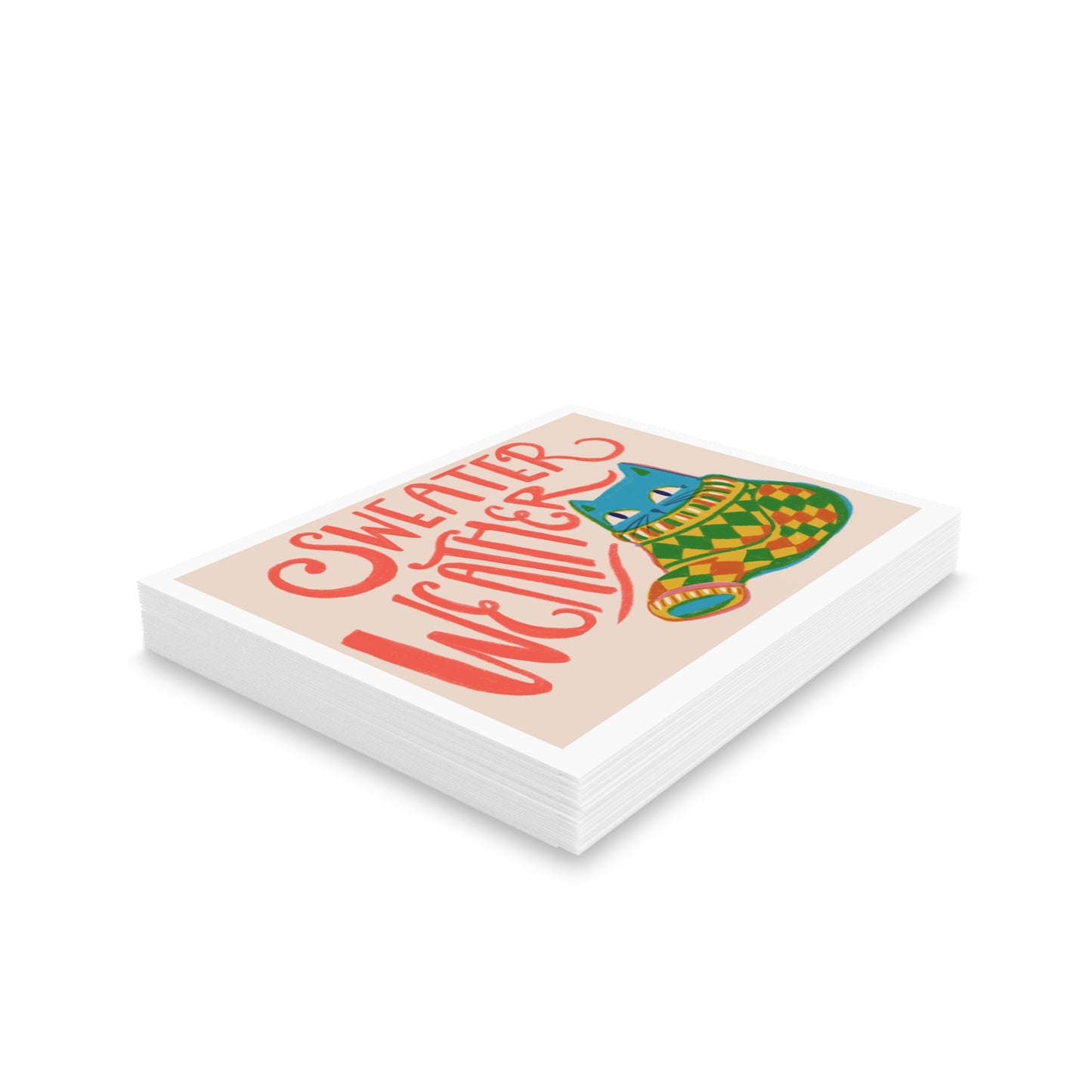 Cozy Greeting Cards Set - 'Sweater Weather' Collection for Fall Celebrations, Warm Wishes, Birthday, Friendship, Seasonal Greetings