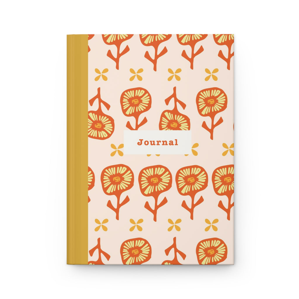 Floral Journal — Orange Retro Flower Hardcover Notebook