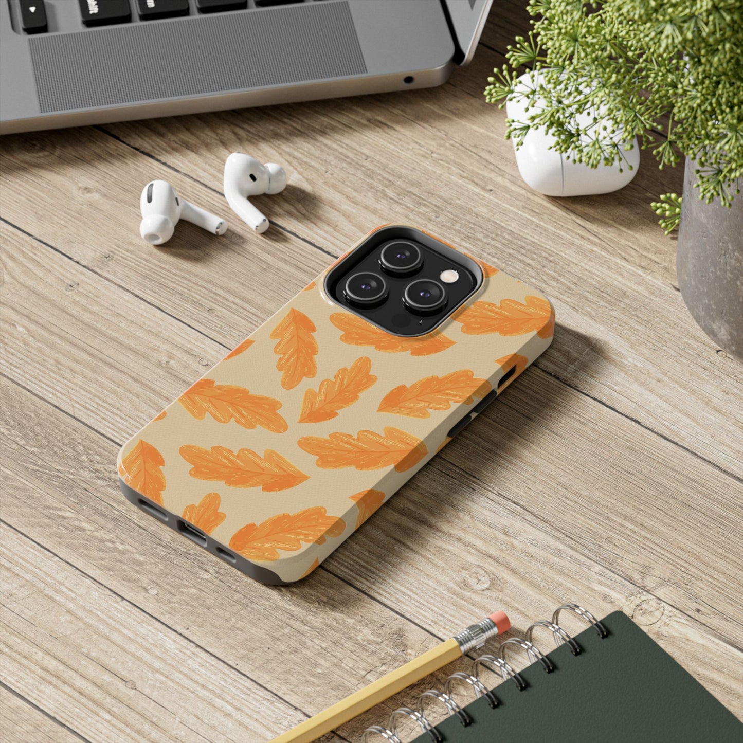 Autumn Leaf Phone Cases | Tough Fall Phone Covers, Seasonal Gifts, Stylish Accessories, Unique Designs, Orange Leaf Pattern