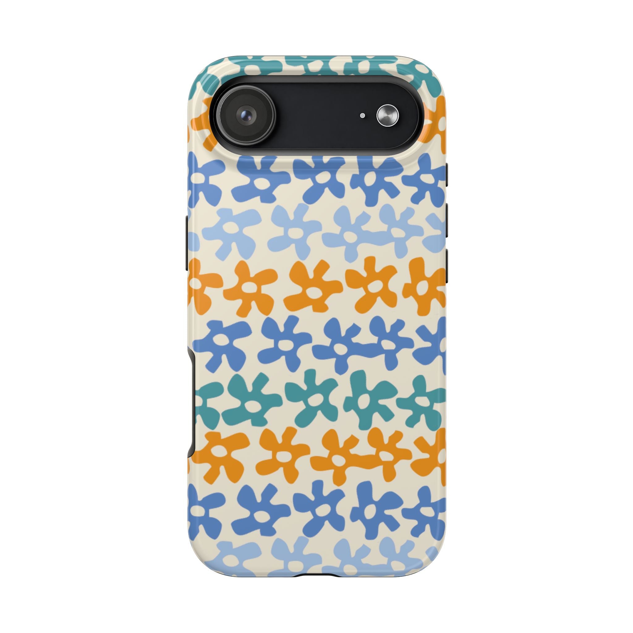 Floral Stripe Tough Phone Case — Colorful Retro Doodle Protection