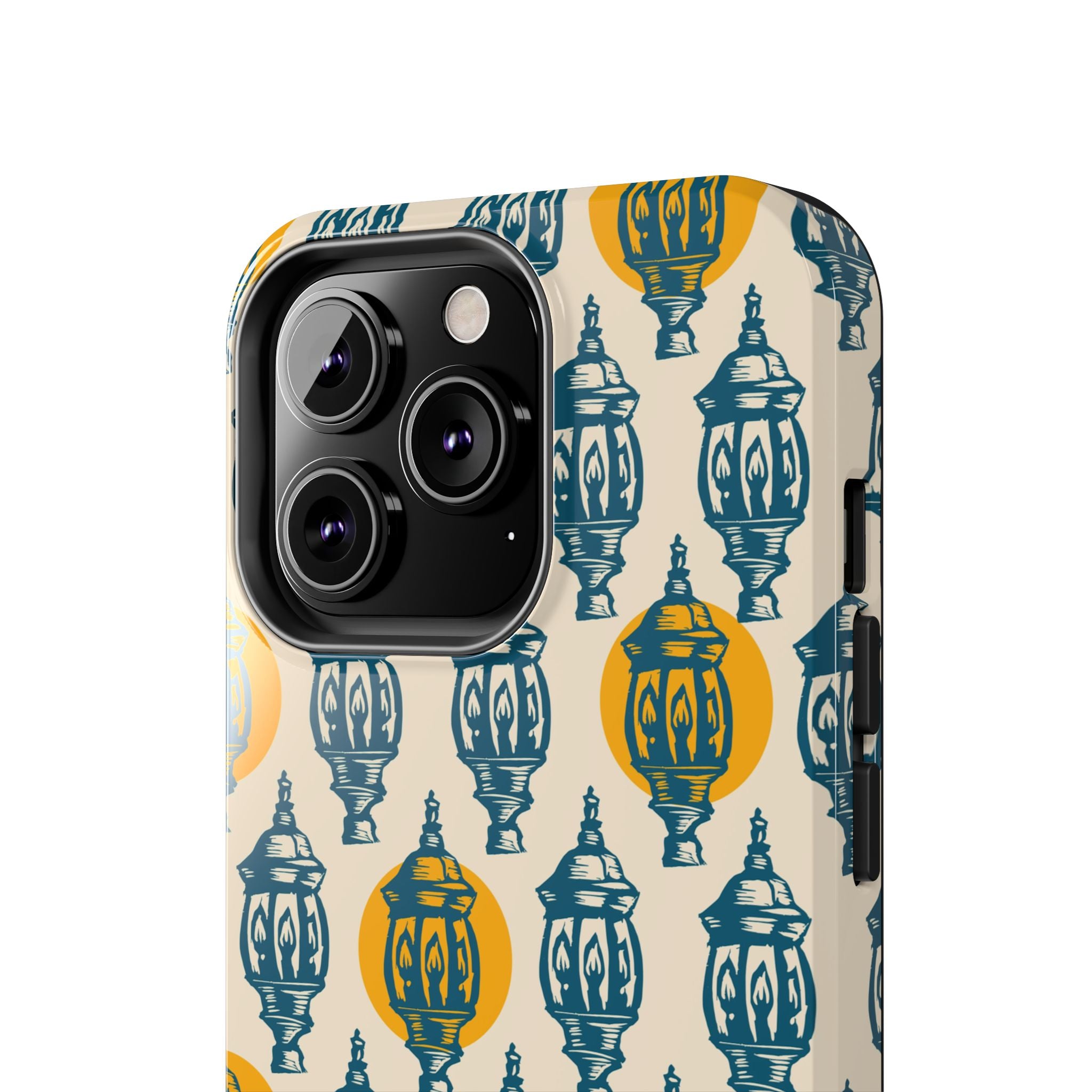 Tough Phone Case — Blue & Mustard Lantern Pattern Slim Protective Cover