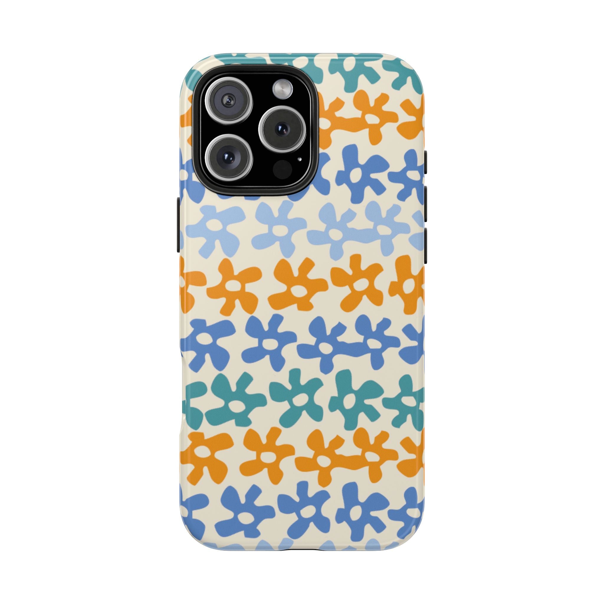 Floral Stripe Tough Phone Case — Colorful Retro Doodle Protection