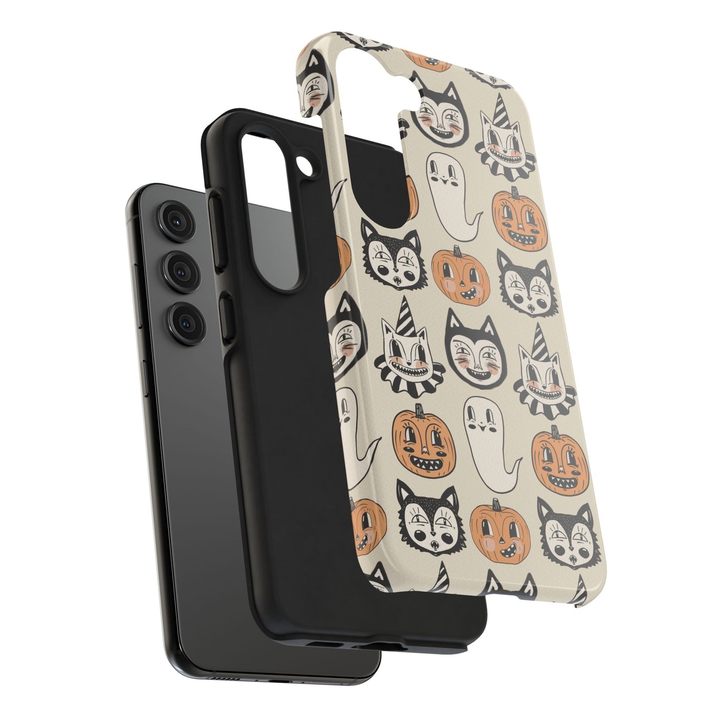 Halloween Cat & Pumpkin Phone Cases, Tough Phone Cover, Spooky Protective Case, Fall Aesthetic, Cute Halloween Gift