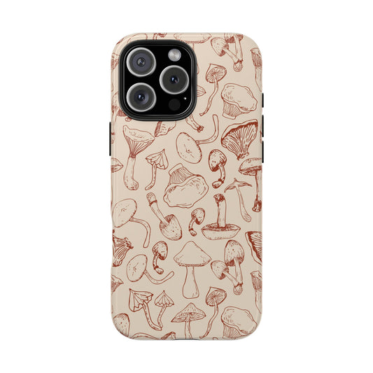 Fineliner Red and Cream Mushroom Phone Case -Goblincore Cottagecore Aesthetic Tough Phone Case for Summer -Custom Phone Case