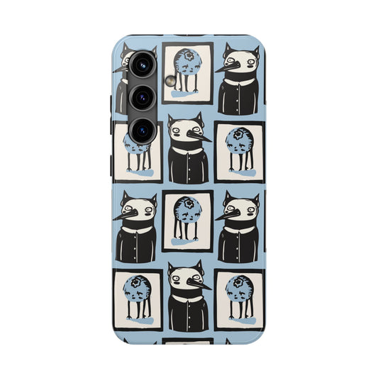 Funny Cat and Blueberry Patchwork Tough Phone Case