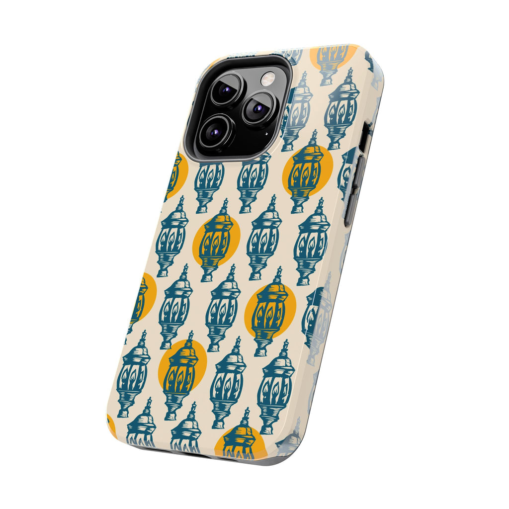 Tough Phone Case — Blue & Mustard Lantern Pattern Slim Protective Cover