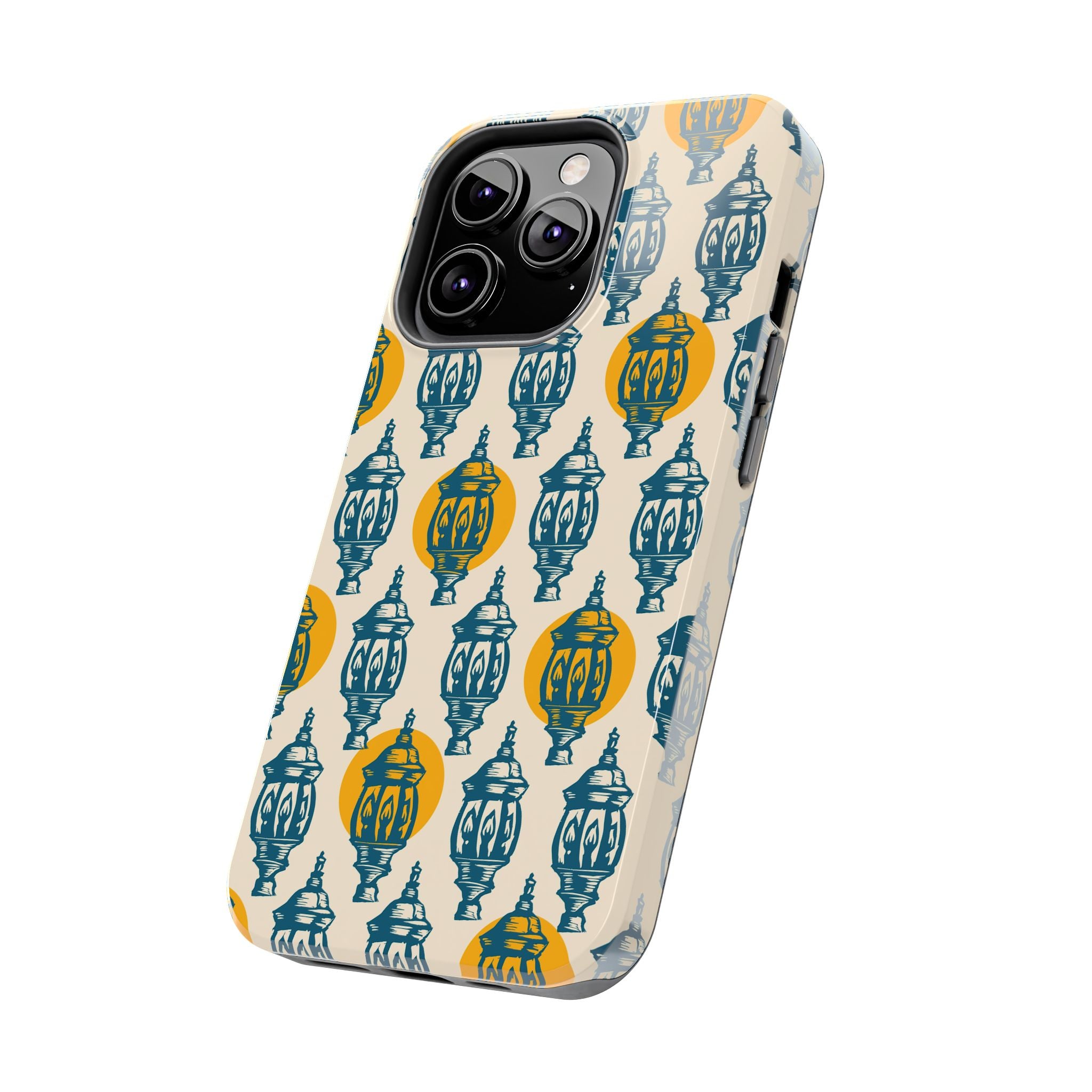 Tough Phone Case — Blue & Mustard Lantern Pattern Slim Protective Cover