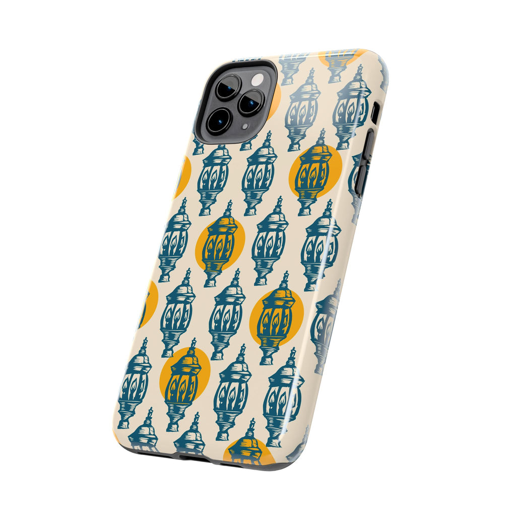 Tough Phone Case — Blue & Mustard Lantern Pattern Slim Protective Cover