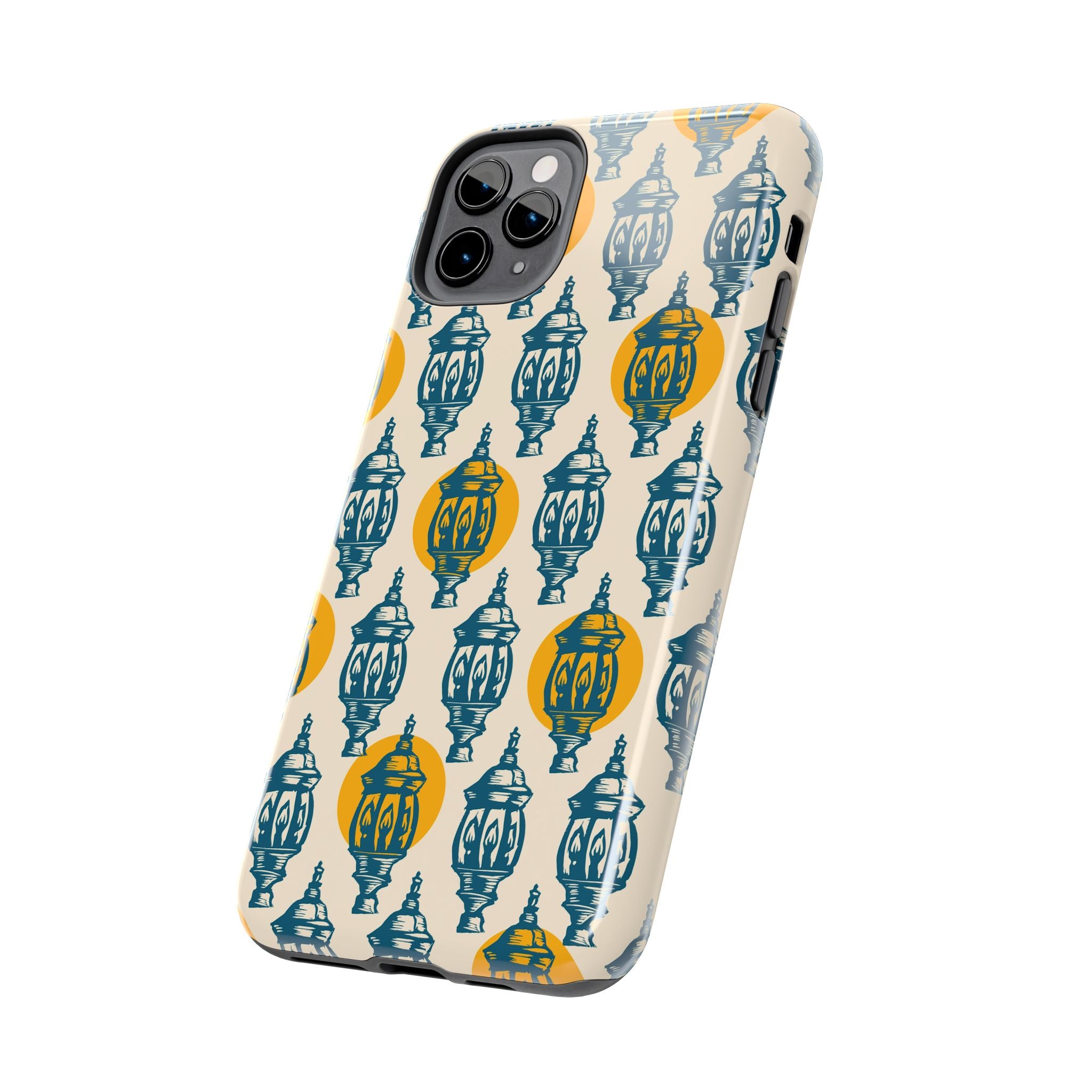 Tough Phone Case — Blue & Mustard Lantern Pattern Slim Protective Cover