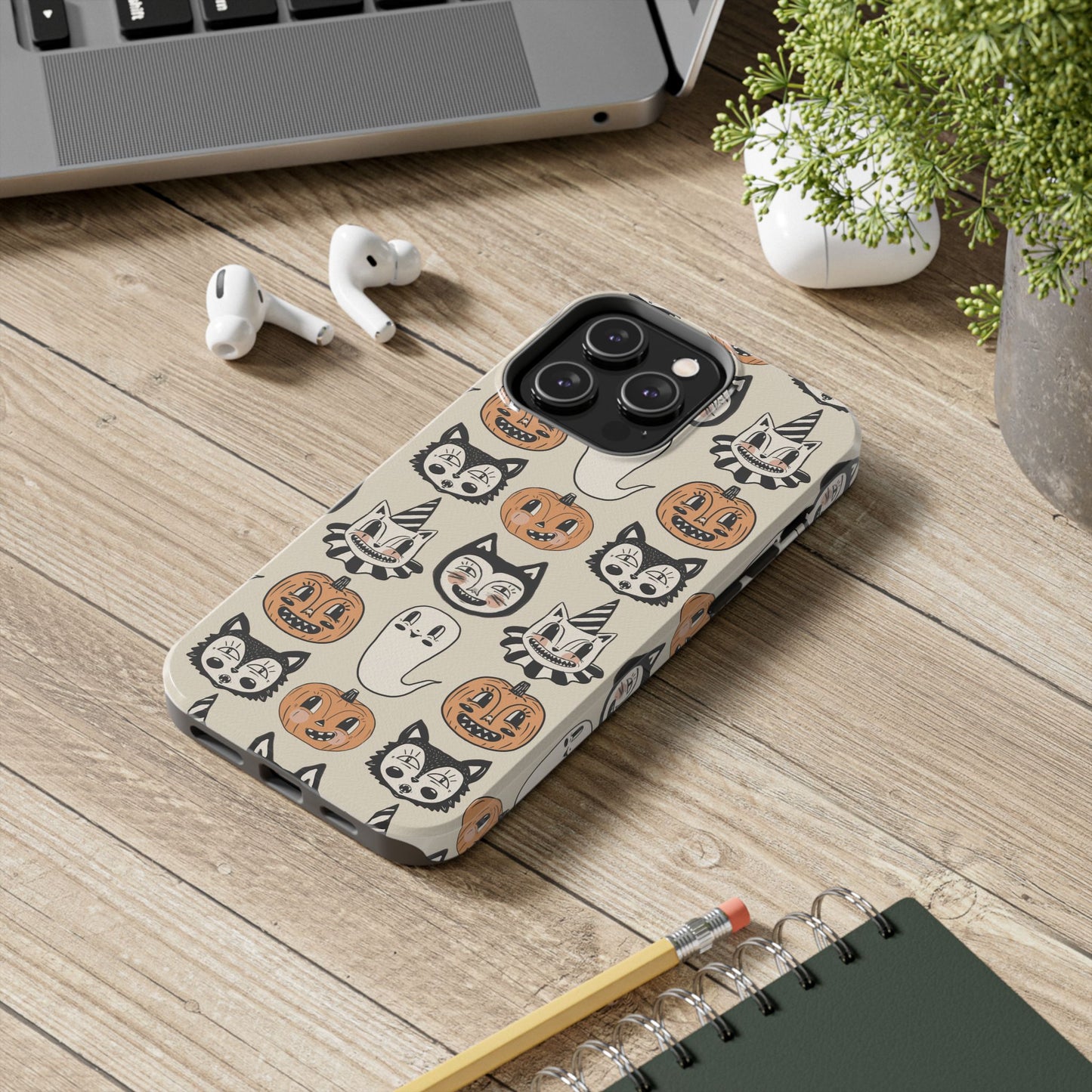 Halloween Cat & Pumpkin Phone Cases, Tough Phone Cover, Spooky Protective Case, Fall Aesthetic, Cute Halloween Gift