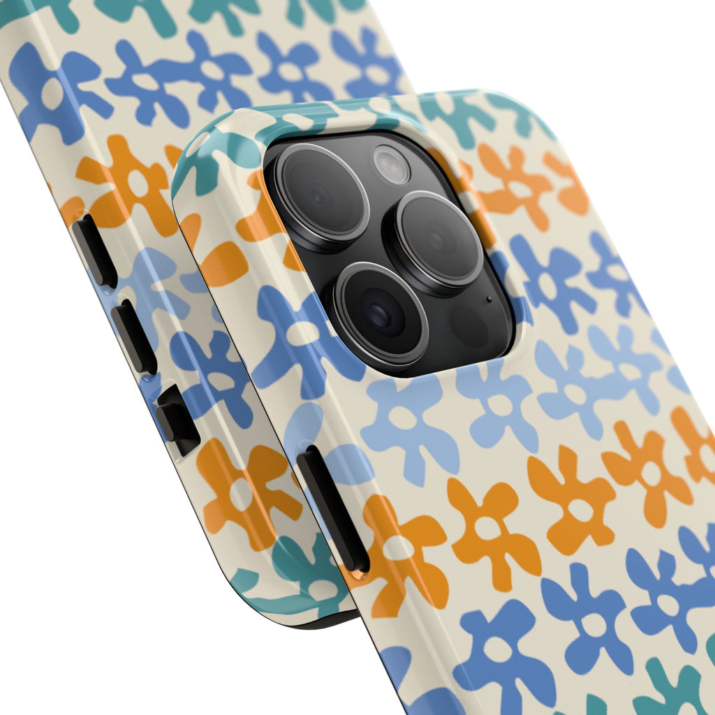 Floral Stripe Tough Phone Case — Colorful Retro Doodle Protection