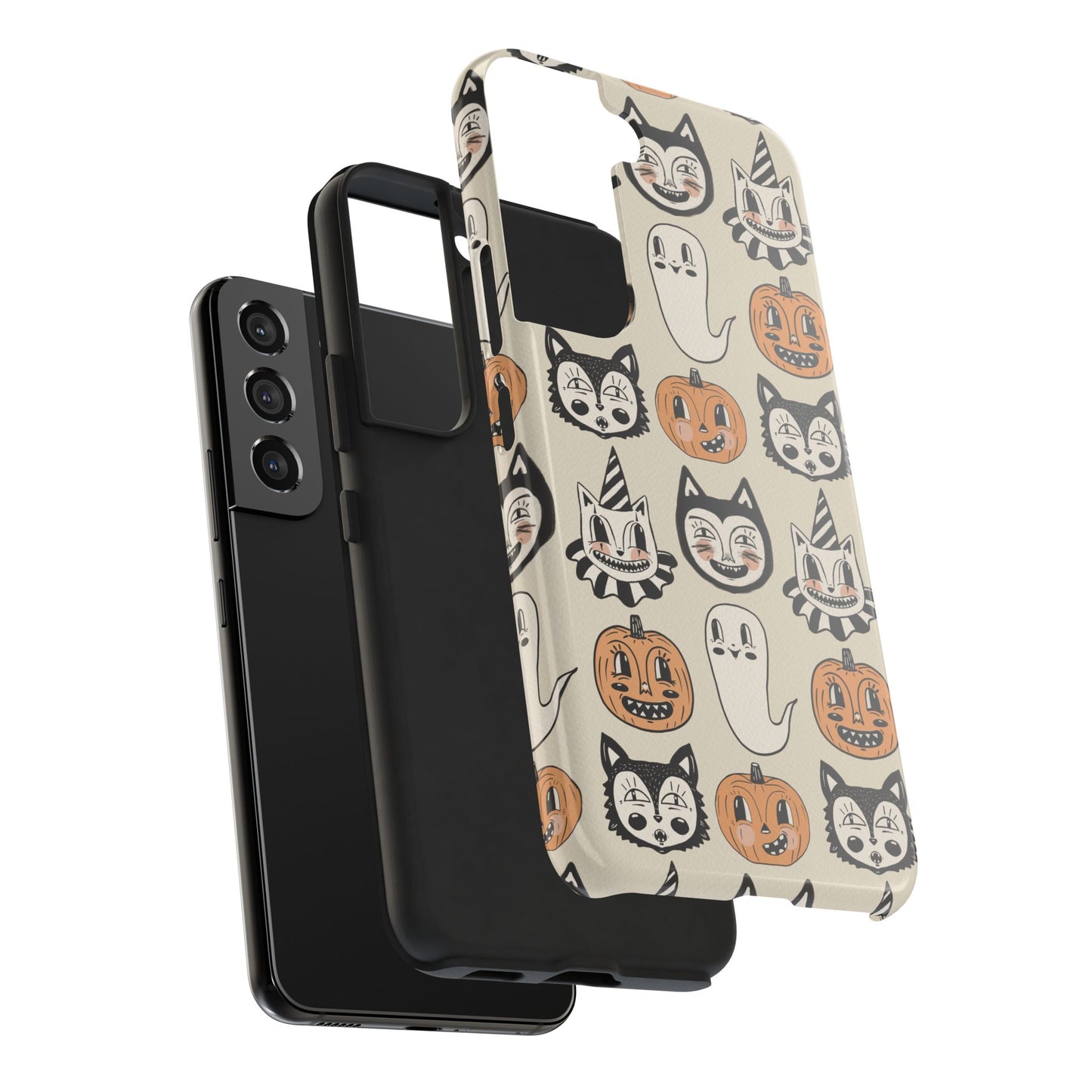 Halloween Cat & Pumpkin Phone Cases, Tough Phone Cover, Spooky Protective Case, Fall Aesthetic, Cute Halloween Gift