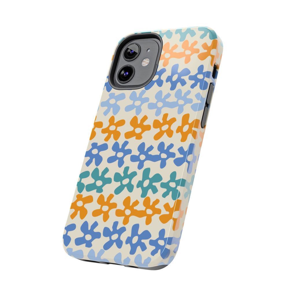 Floral Stripe Tough Phone Case — Colorful Retro Doodle Protection