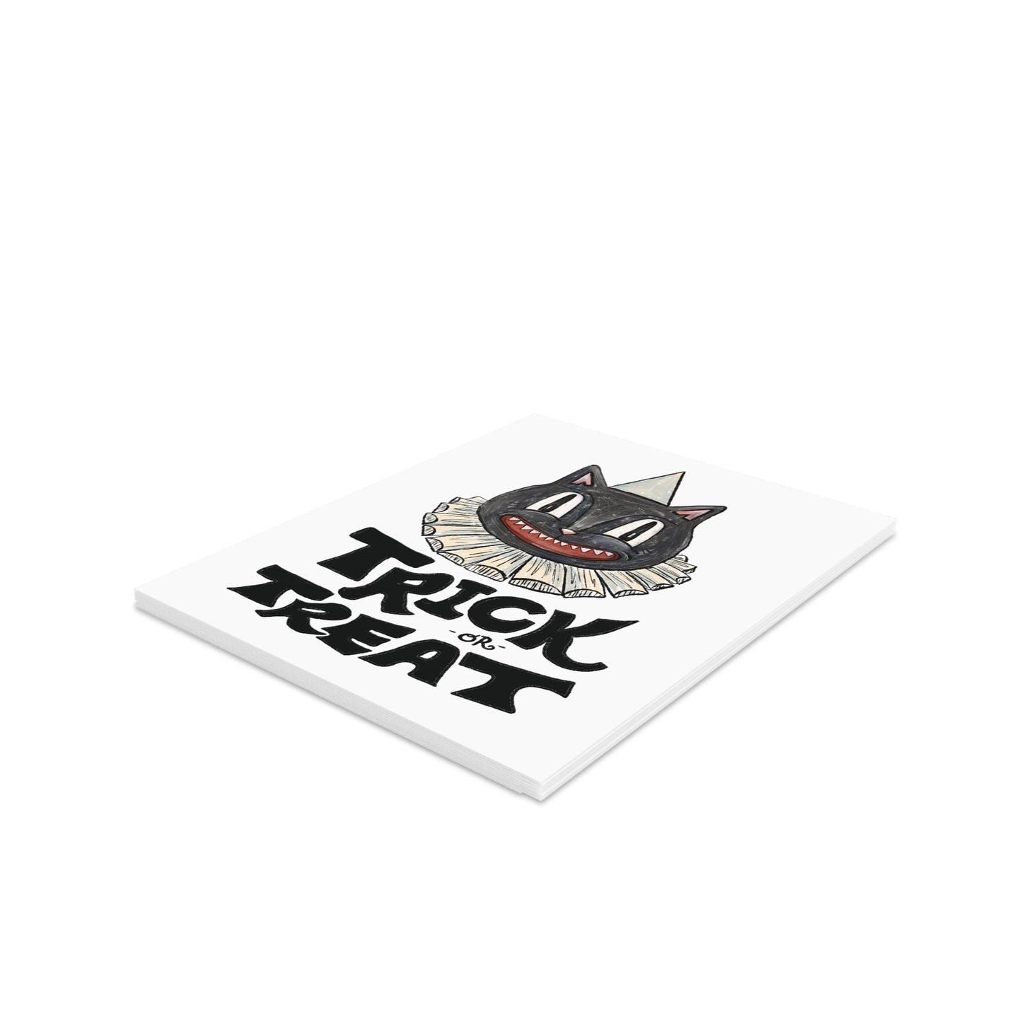 Halloween Greeting Cards Set - Trick or Treat Cat Design | Spooky Cards for Kids, Halloween Parties, Fall Celebrations, Card Making